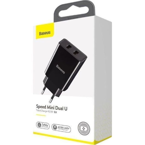 СЗУ 2USB Baseus Speed ​​Mini (2.1A) (CCFS-R01) Black 31483 фото