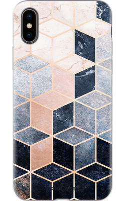 Чехол для iPhone Графика черно-белых кубов с золотом 30215 фото