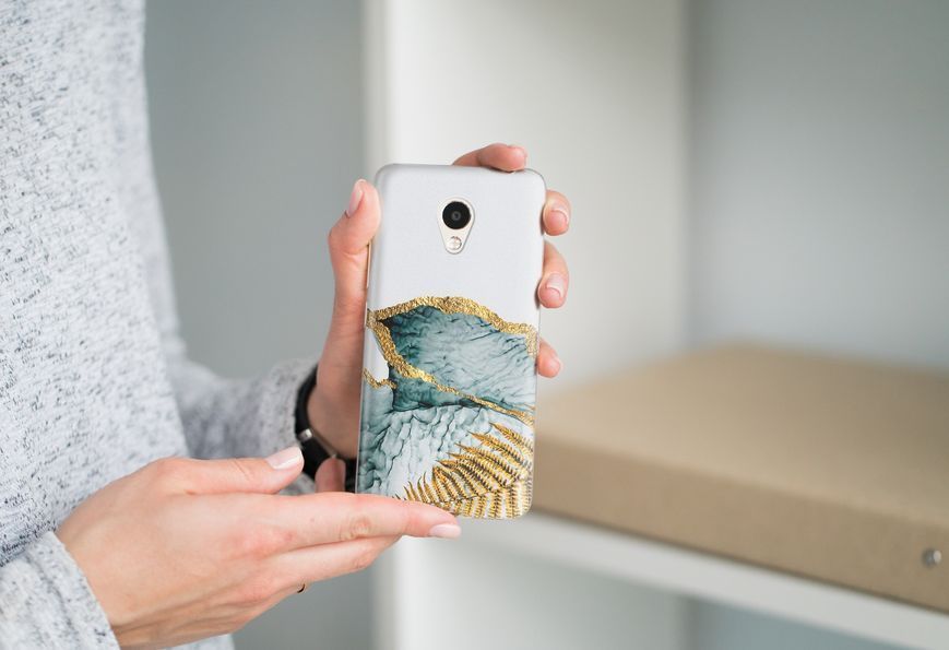 Чохол для Xiaomi з дизайном Золотий лист на ментоловому мармурі 30126 фото