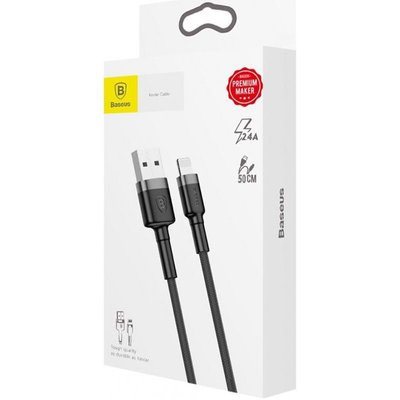 USB Cable Baseus Cafule Lightning (CALKLF-AG1) Grey\Black 0.5m 31227 фото