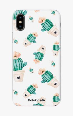 Чехол для iPhone Много кактусов на белом фоне 25801 фото