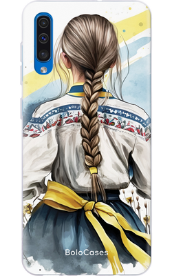 Чохол для Samsung Патріотична русява дівчина на фоні прапору 42685 фото