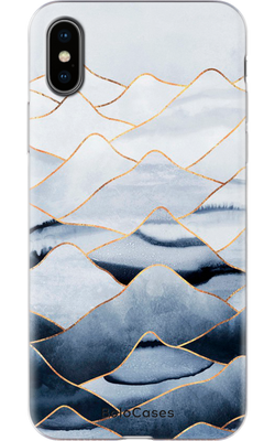 Чехол для iPhone Акварельные графитово-белые горы 30213 фото