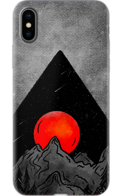 Чехол для iPhone Черные горы и красная луна 30244 фото