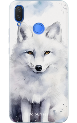 Чехол для Huawei Снежная лисичка на белом фоне. 32090 фото