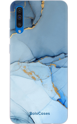 Чехол для Samsung с нежно-голубым мраморным дизайном 32332 фото