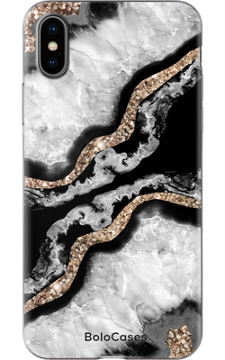 Чехол для iPhone Мрамор черно-белый диагональный 31876 фото