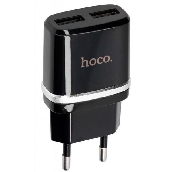 СЗУ 2USB Hoco C12 Black + USB Cable Type-C (2.4A) 31509 фото