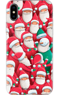 Чохол для iPhone Веселі Санти та сніговик в зеленому 32196 фото