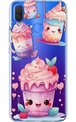 Чехол для Huawei Фиолетовое улыбающееся мороженое 28018 фото