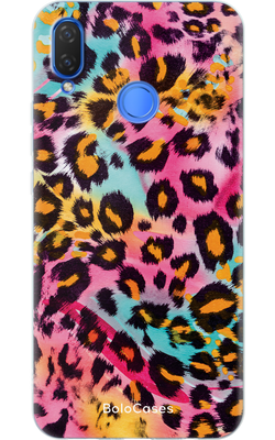 Чехол для Huawei Розовый леопард с голубыми вставками 32092 фото