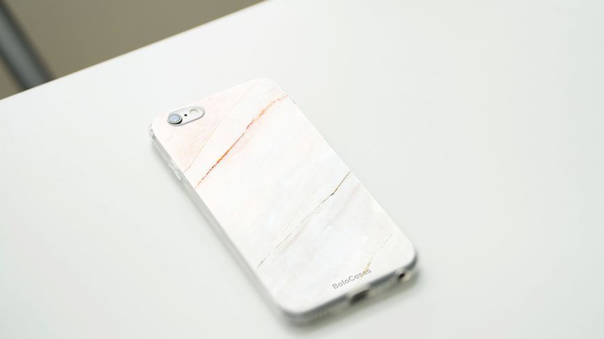 Чохол для iPhone Мармур перламутровий з червоними тріщинами 2 26789 фото
