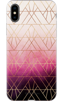 Чехол для iPhone Графика розово-черная с золотыми линиями 29034 фото