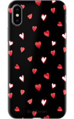 Чохол для iPhone Білі та червоні серця 30255 фото