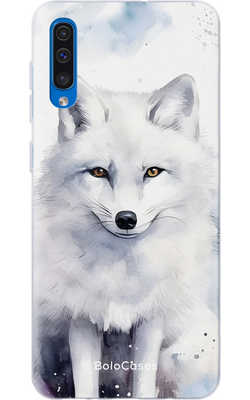 Чехол для Samsung Снежная лисичка на белом фоне. 32084 фото
