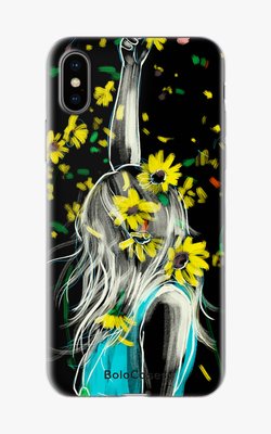 Чехол для iPhone Девушка с желтыми цветами 25973 фото