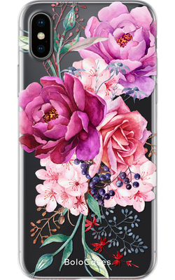 Чехол для iPhone Розовые цветы с ягодами 27356 фото