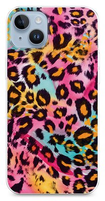 Чехол для iPhone Розовый леопард с голубыми вставками 37416 фото