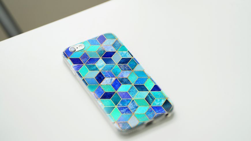 Чохол для iPhone Графіка синьо-бірюзові куби 26870 фото