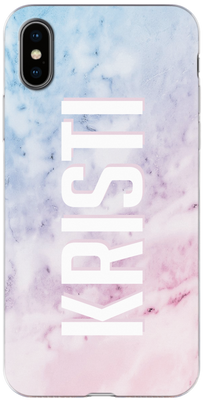 Чехол для iPhone Имя на голубовато-розовом мраморе (НАДПИСЬ ЛЮБАЯ) 27145 фото