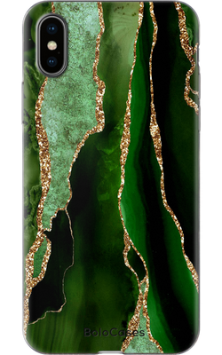Чехол для iPhone Мрамор зеленый с вертикальными трещинами 30958 фото