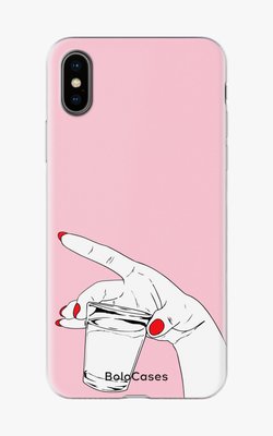 Чехол для iPhone Рюмка с жидкостью на розовом фоне 25897 фото