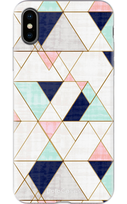 Чехол для iPhone Графика цветных треугольников на белом фоне 29186 фото