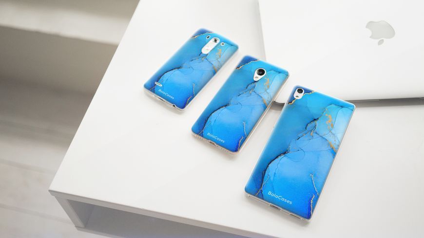 Чохол для Xiaomi з яскраво-синім мармуровим дизайном 32328 фото
