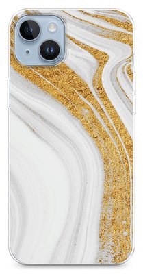 Чехол для iPhone Мрамор белый с золотыми разводами 36352 фото
