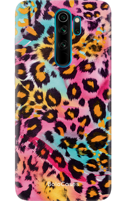 Чехол для Xiaomi Розовый леопард с голубыми вставками 32098 фото
