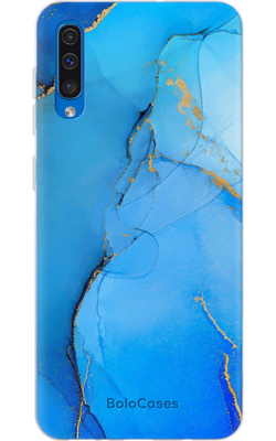Чохол для Samsung з яскраво-синім мармуровим дизайном 32333 фото