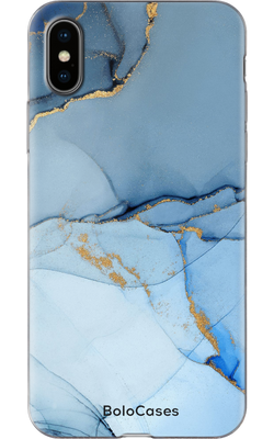 Чехол для iPhone Нежно-голубые переливы с золотом 31967 фото
