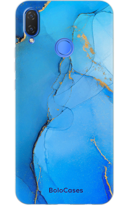 Чехол для Huawei с ярко-синим мраморным дизайном 32329 фото