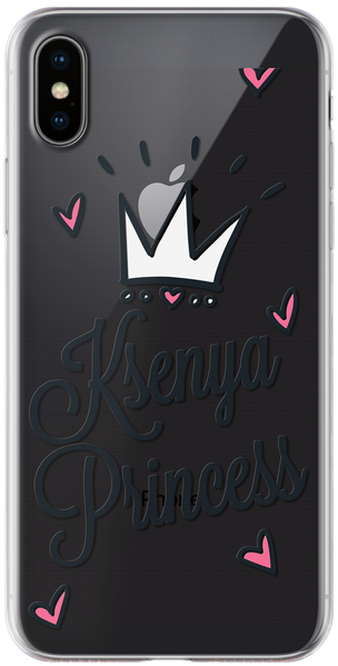 Чохол для iPhone Ім'я з короною та сердечками (НАПИС БУДЬ-ЯКИЙ) 27153 фото