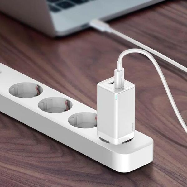 СЗУ 2Type-C + Type-C Baseus GaN2 Quick Charger 45W +Type-C to Type-C Cable (CCGAN-Q02) White 31428 фото