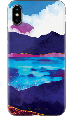 Чехол для iPhone Акварельное море и горы 32117 фото