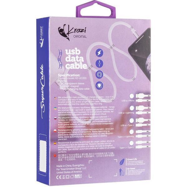 USB Cable Krazi Super KZ-UC001m MicroUSB White 31366 фото