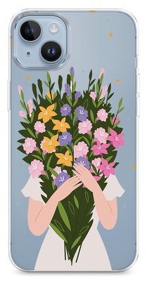 Чехол для iPhone Девочка с букетом цветов 32466 фото