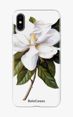 Чохол для iPhone Велика біла квітка на білому фоні 25860 фото