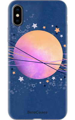Чехол для iPhone Розовая планета со звездами 30269 фото