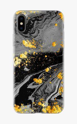 Чохол для iPhone Мармур чорний з золотими вкрапленнями 26739 фото