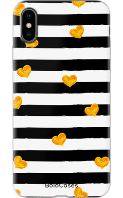 Чохол для iPhone Жовті серця на полосатому фоні 29216 фото