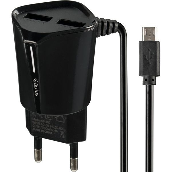 СЗУ Gelius Pro Edition Auto ID 2USB + Cable MicroUSB 2.4A Black (12 мес) 31444 фото